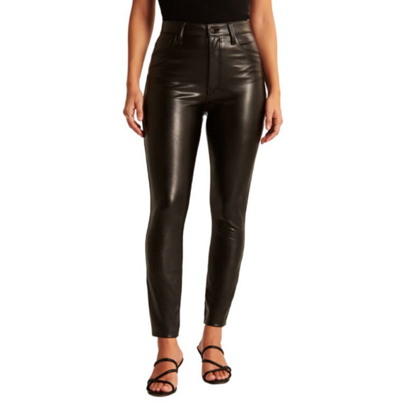 Abercrombie & Fitch Curve Love Vegan Leather Skinny Pant Black Women 25/0S